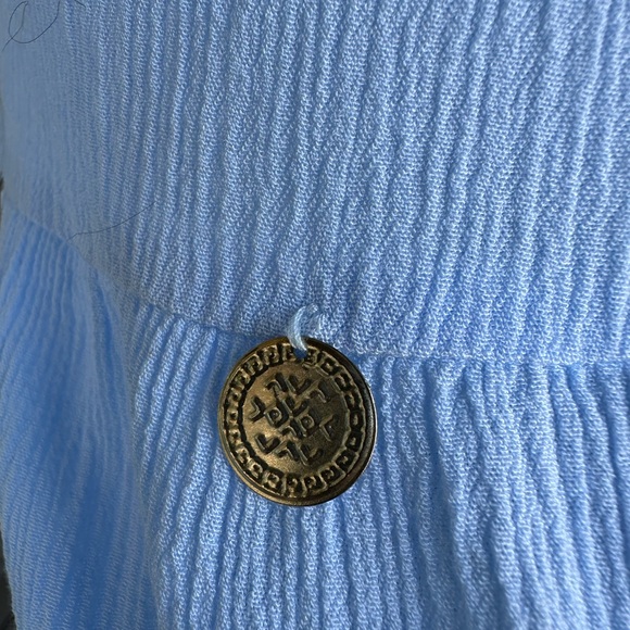 Lilly Pulitzer blue Delaney tunic dress with gold embroidered seashells - Picture 17 of 17